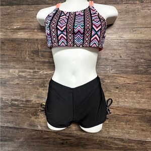Wonder Nation Kids Swim Bikini - Black and Pink Tribal Print